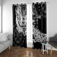 Vikings Raven and Wolf Window Curtain with Aegishjalmur Unique - Wonder Print Shop