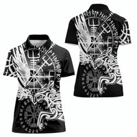 Vikings Raven and Wolf Women Polo Shirt with Aegishjalmur Unique - Wonder Print Shop