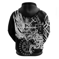 Vikings Raven and Wolf Zip Hoodie with Aegishjalmur Unique - Wonder Print Shop