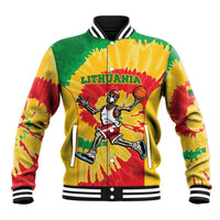 Lithuania Basketball Skeleton Personalized Baseball Jacket Skullman Lithuania Tie Dye