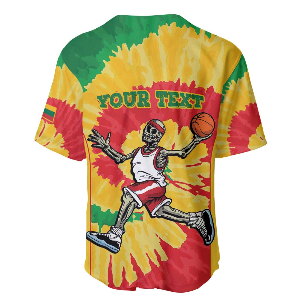 Lithuania Basketball Skeleton Personalized Baseball Jersey Skullman Lithuania Tie Dye