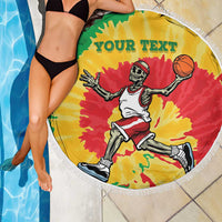 Lithuania Basketball Skeleton Personalized Beach Blanket Skullman Lithuania Tie Dye