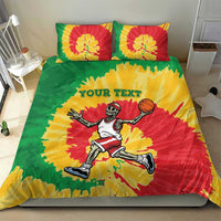 Lithuania Basketball Skeleton Personalized Bedding Set Skullman Lithuania Tie Dye