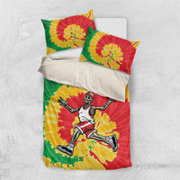 Lithuania Basketball Skeleton Personalized Bedding Set Skullman Lithuania Tie Dye