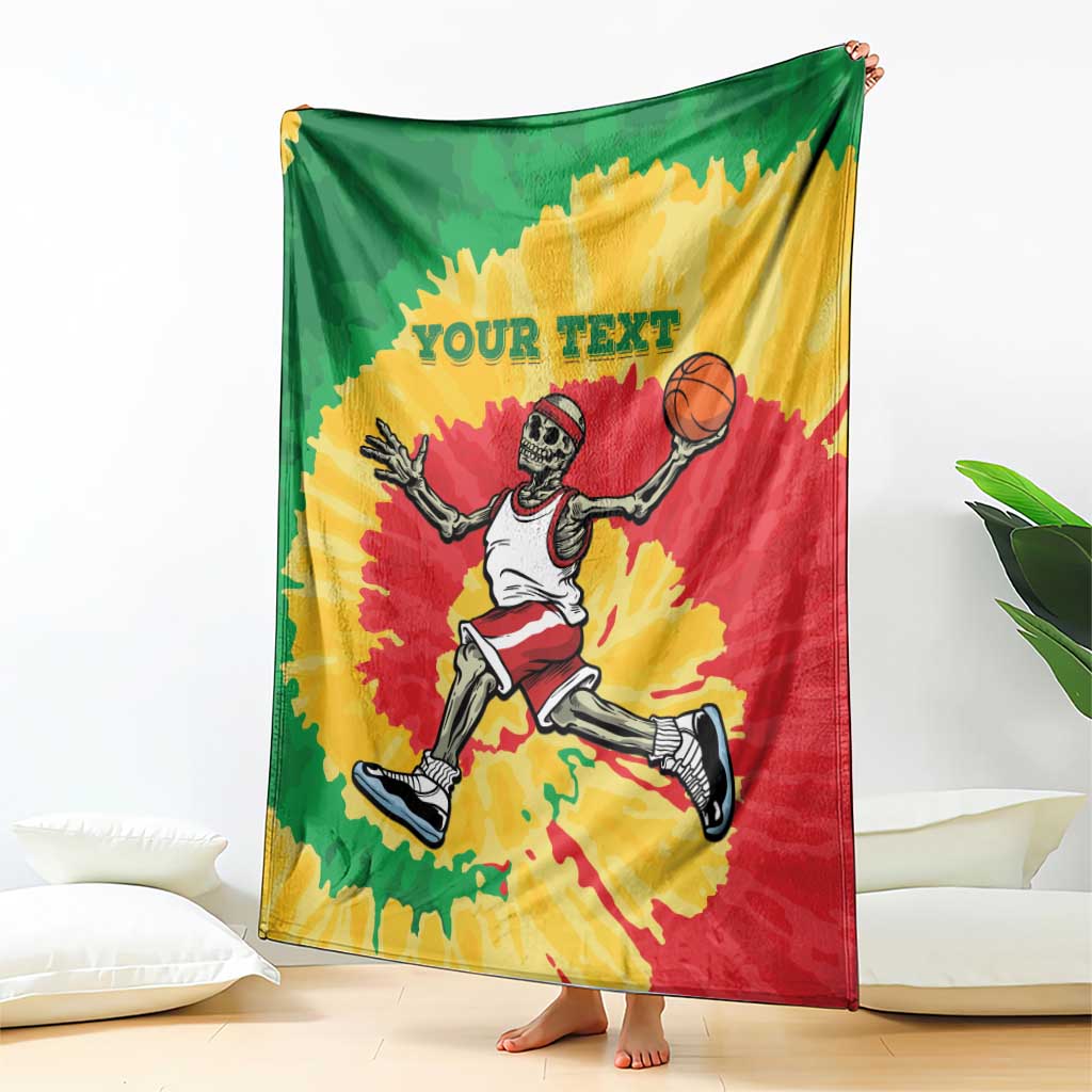 Lithuania Basketball Skeleton Personalized Blanket Skullman Lithuania Tie Dye