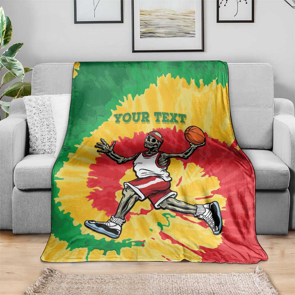Lithuania Basketball Skeleton Personalized Blanket Skullman Lithuania Tie Dye