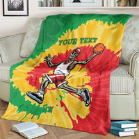 Lithuania Basketball Skeleton Personalized Blanket Skullman Lithuania Tie Dye