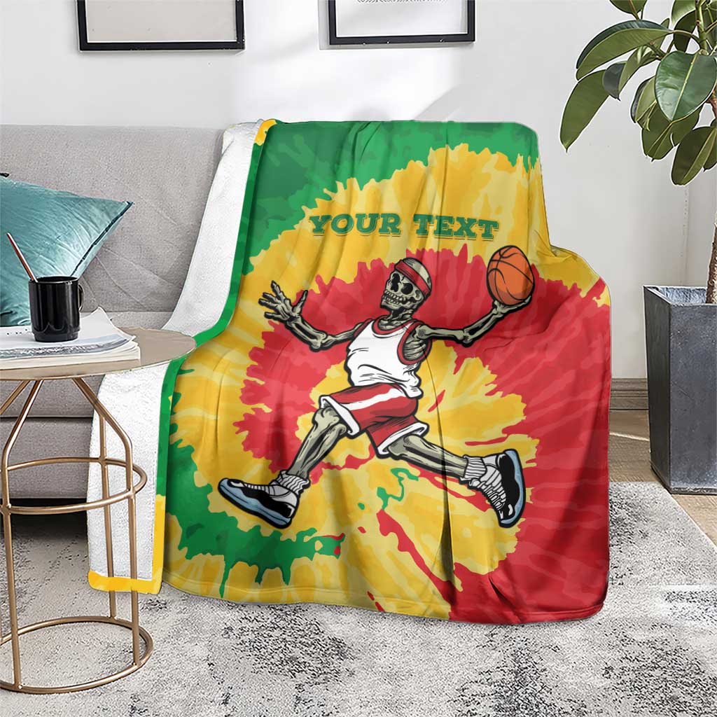 Lithuania Basketball Skeleton Personalized Blanket Skullman Lithuania Tie Dye