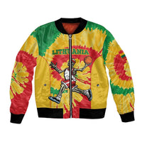 Lithuania Basketball Skeleton Personalized Bomber Jacket Skullman Lithuania Tie Dye