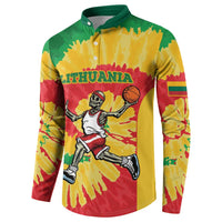 Lithuania Basketball Skeleton Personalized Button Sweatshirt Skullman Lithuania Tie Dye