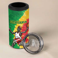 Lithuania Basketball Skeleton Personalized 4 in 1 Can Cooler Tumbler Skullman Lithuania Tie Dye