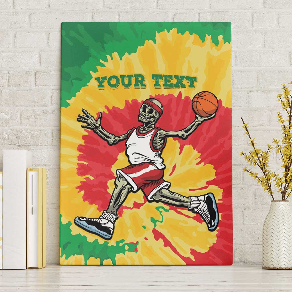 Lithuania Basketball Skeleton Personalized Canvas Wall Art Skullman Lithuania Tie Dye