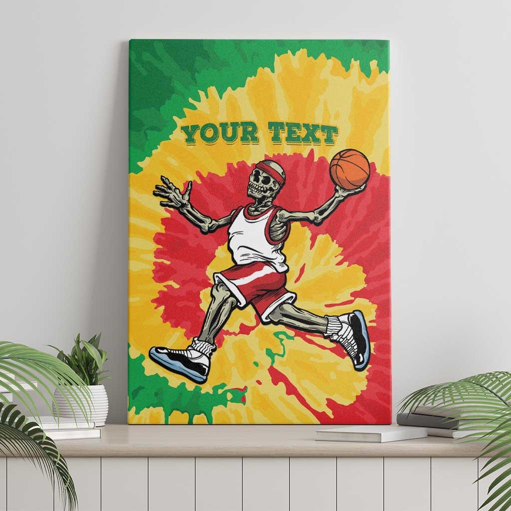 Lithuania Basketball Skeleton Personalized Canvas Wall Art Skullman Lithuania Tie Dye