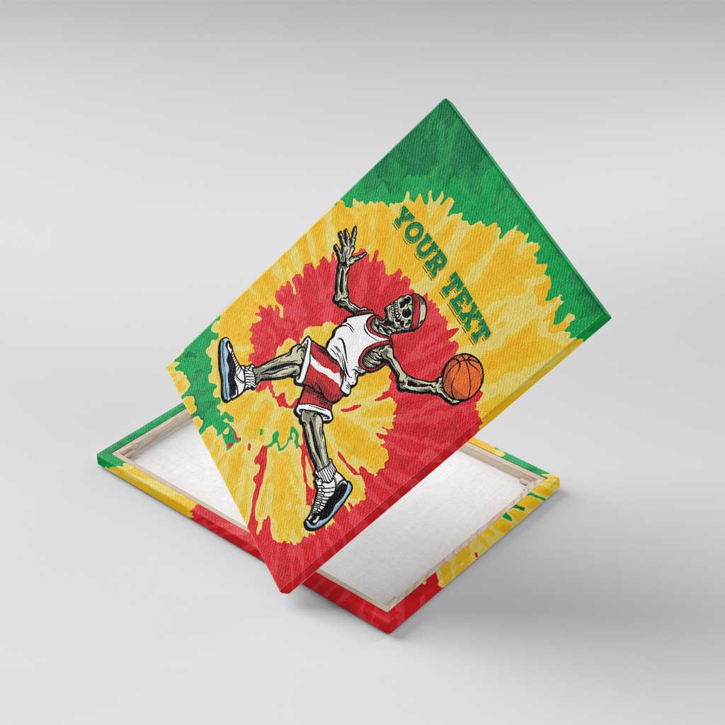 Lithuania Basketball Skeleton Personalized Canvas Wall Art Skullman Lithuania Tie Dye