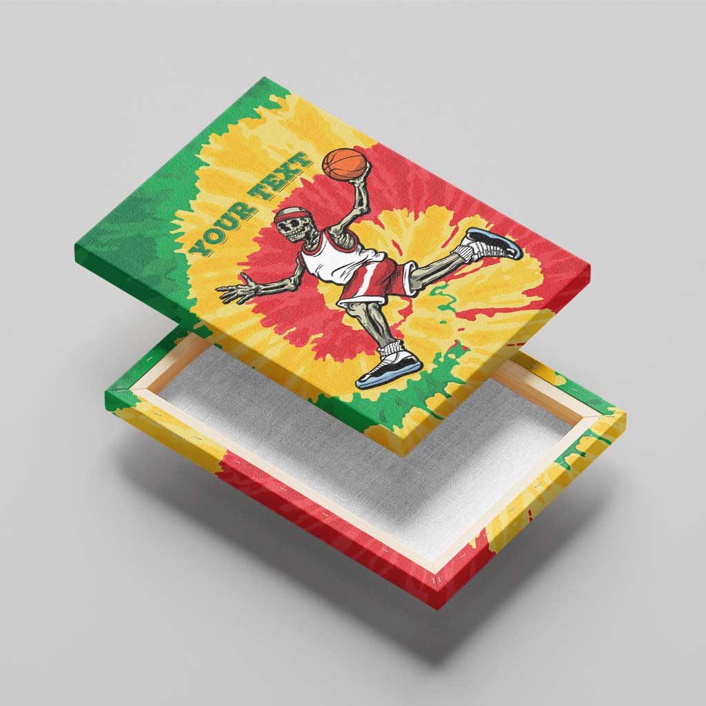 Lithuania Basketball Skeleton Personalized Canvas Wall Art Skullman Lithuania Tie Dye