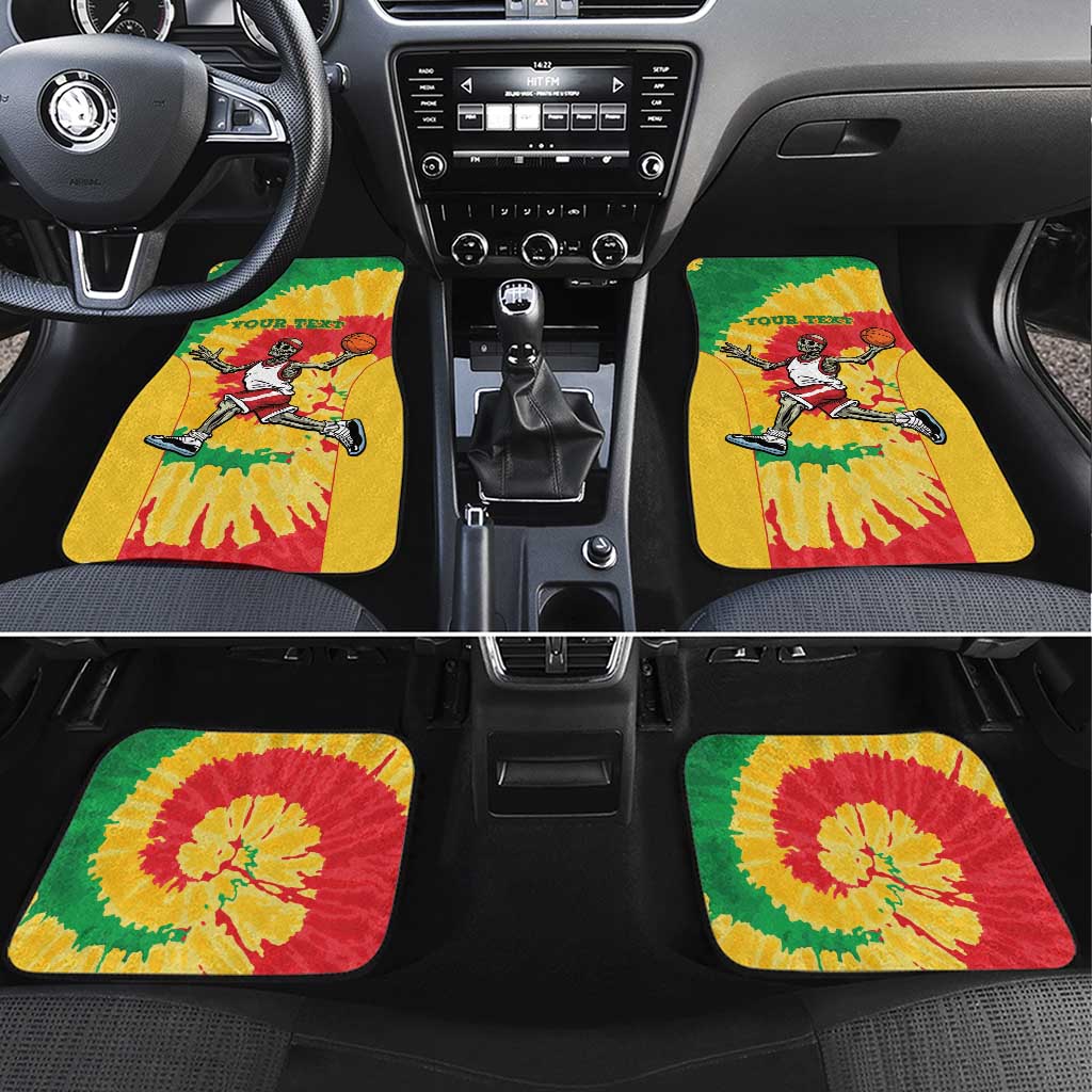 Lithuania Basketball Skeleton Personalized Car Mats Skullman Lithuania Tie Dye