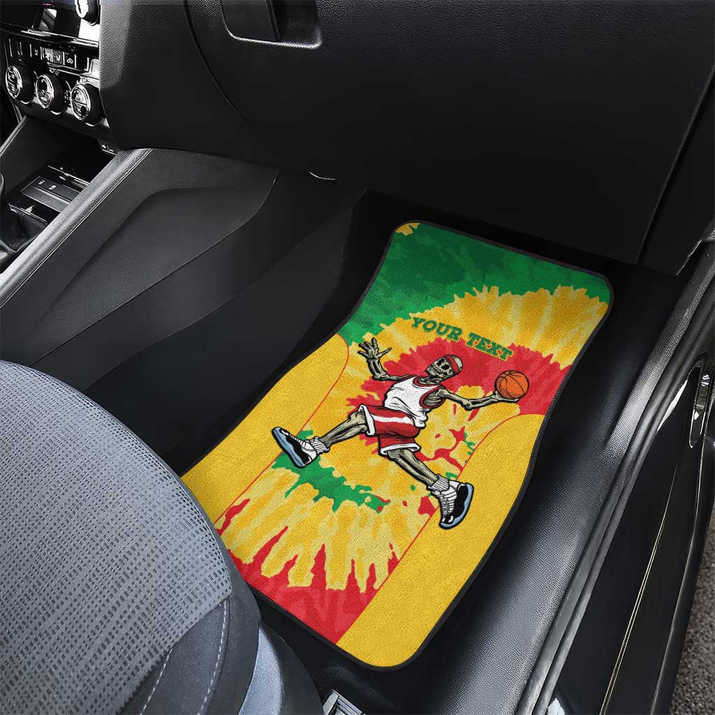 Lithuania Basketball Skeleton Personalized Car Mats Skullman Lithuania Tie Dye