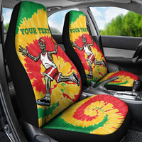 Lithuania Basketball Skeleton Personalized Car Seat Cover Skullman Lithuania Tie Dye
