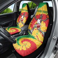 Lithuania Basketball Skeleton Personalized Car Seat Cover Skullman Lithuania Tie Dye