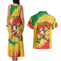 Lithuania Basketball Skeleton Personalized Couples Matching Tank Maxi Dress and Hawaiian Shirt Skullman Lithuania Tie Dye