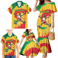 Lithuania Basketball Skeleton Personalized Family Matching Mermaid Dress and Hawaiian Shirt Skullman Lithuania Tie Dye