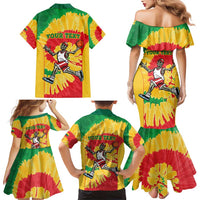 Lithuania Basketball Skeleton Personalized Family Matching Mermaid Dress and Hawaiian Shirt Skullman Lithuania Tie Dye