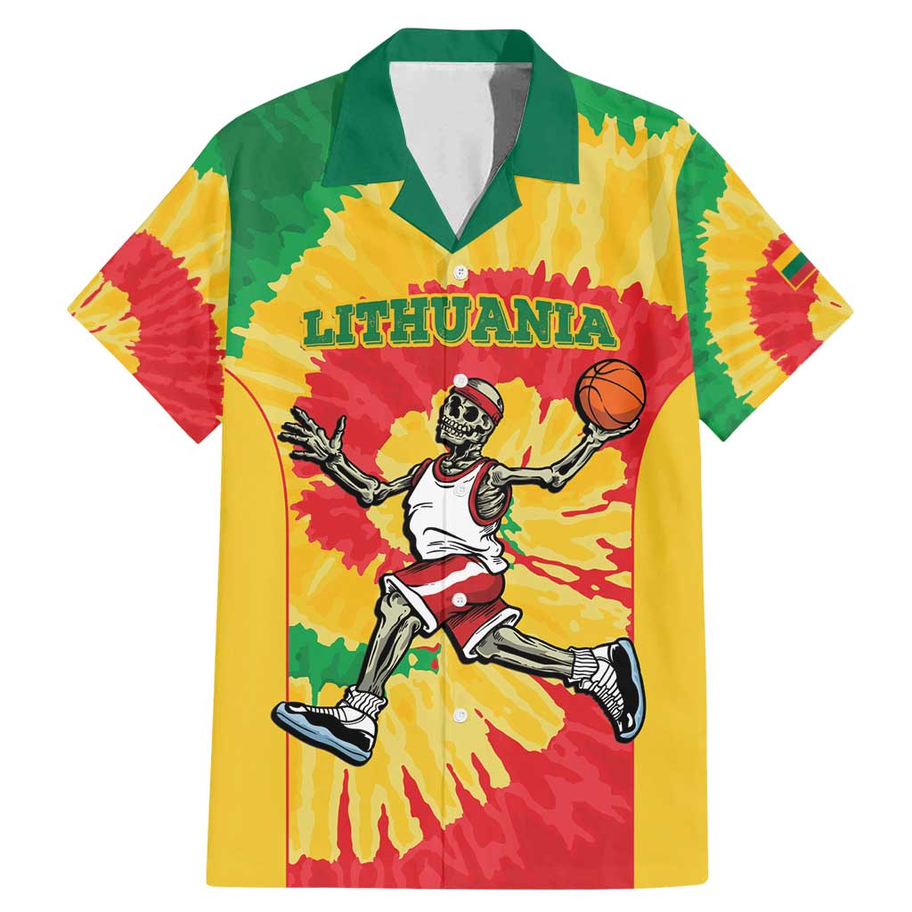 Lithuania Basketball Skeleton Personalized Family Matching Mermaid Dress and Hawaiian Shirt Skullman Lithuania Tie Dye