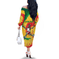 Lithuania Basketball Skeleton Personalized Family Matching Off The Shoulder Long Sleeve Dress and Hawaiian Shirt Skullman Lithuania Tie Dye