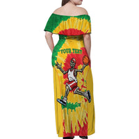 Lithuania Basketball Skeleton Personalized Family Matching Off Shoulder Maxi Dress and Hawaiian Shirt Skullman Lithuania Tie Dye