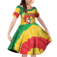 Lithuania Basketball Skeleton Personalized Family Matching Off Shoulder Short Dress and Hawaiian Shirt Skullman Lithuania Tie Dye