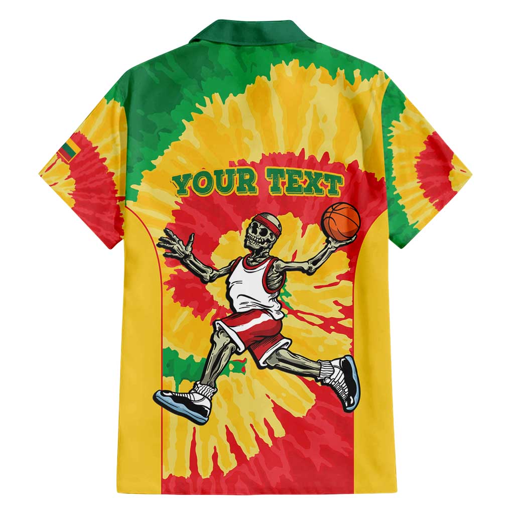 Lithuania Basketball Skeleton Personalized Family Matching Puletasi and Hawaiian Shirt Skullman Lithuania Tie Dye