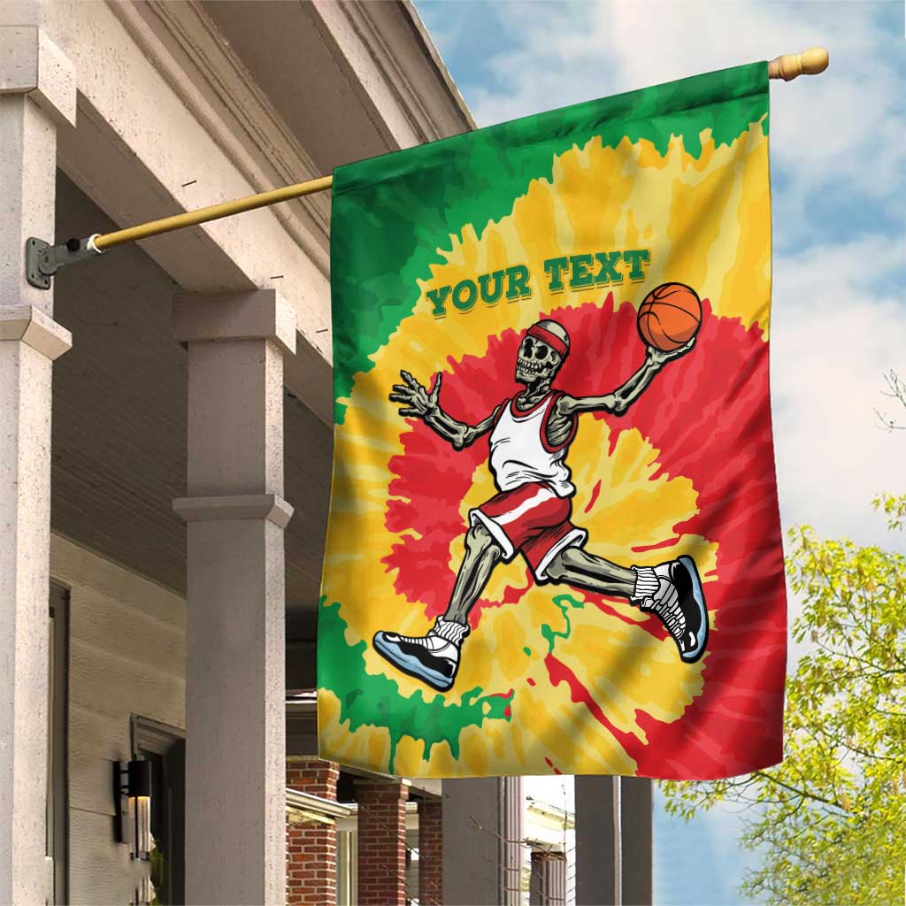 Lithuania Basketball Skeleton Personalized Garden Flag Skullman Lithuania Tie Dye