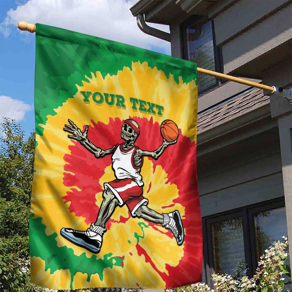 Lithuania Basketball Skeleton Personalized Garden Flag Skullman Lithuania Tie Dye
