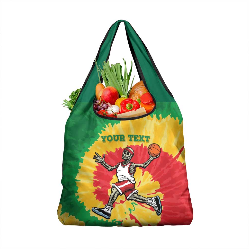 Lithuania Basketball Skeleton Personalized Grocery Bag Skullman Lithuania Tie Dye
