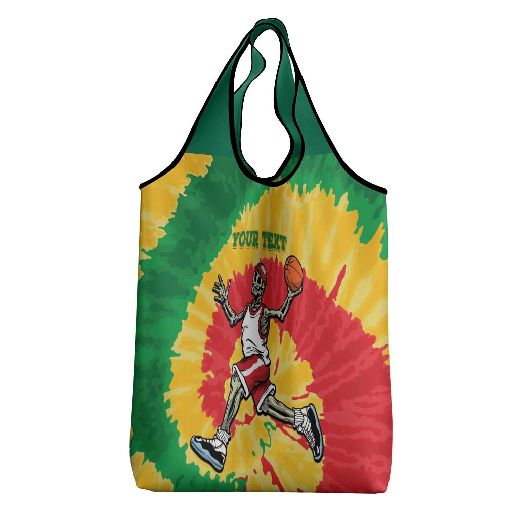 Lithuania Basketball Skeleton Personalized Grocery Bag Skullman Lithuania Tie Dye