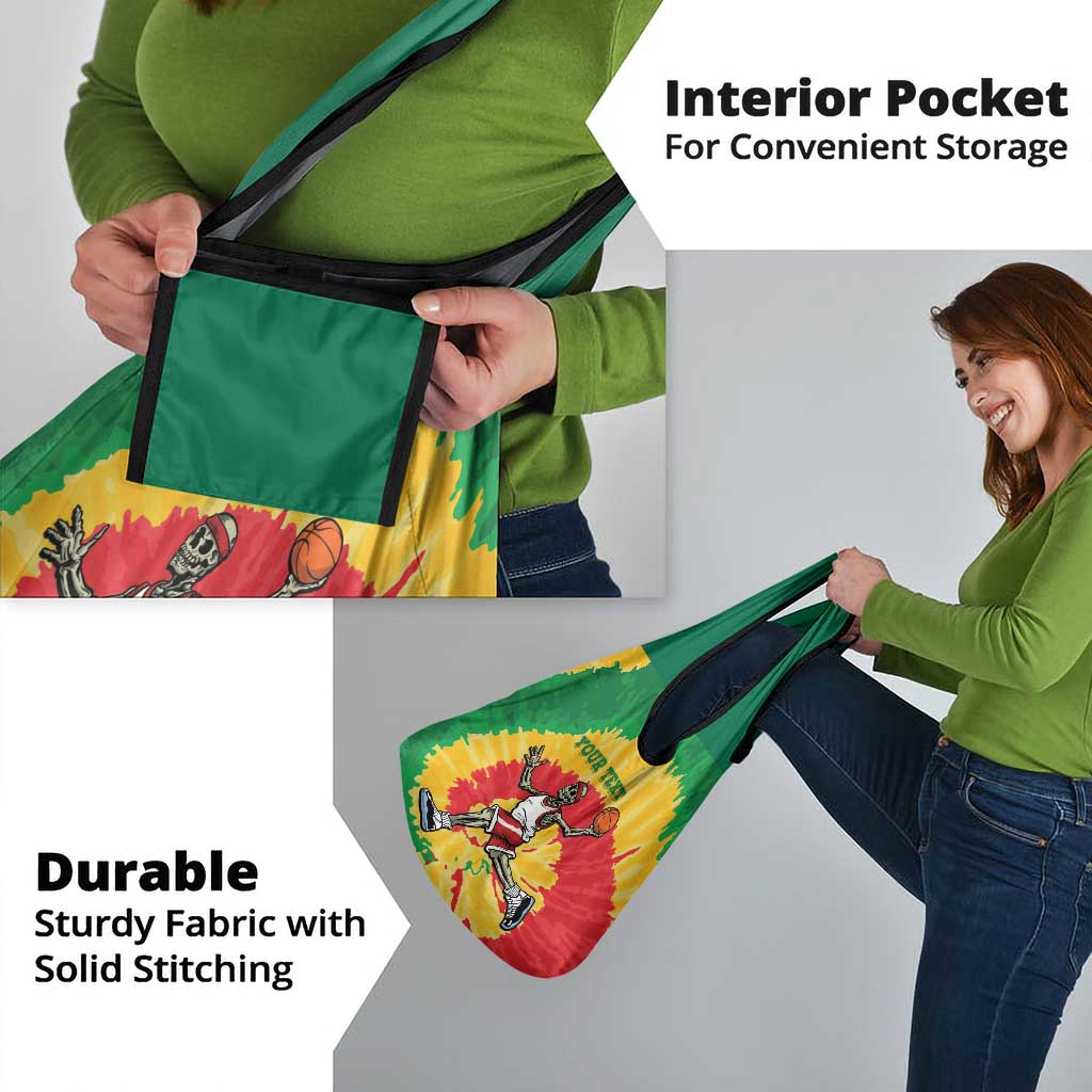 Lithuania Basketball Skeleton Personalized Grocery Bag Skullman Lithuania Tie Dye