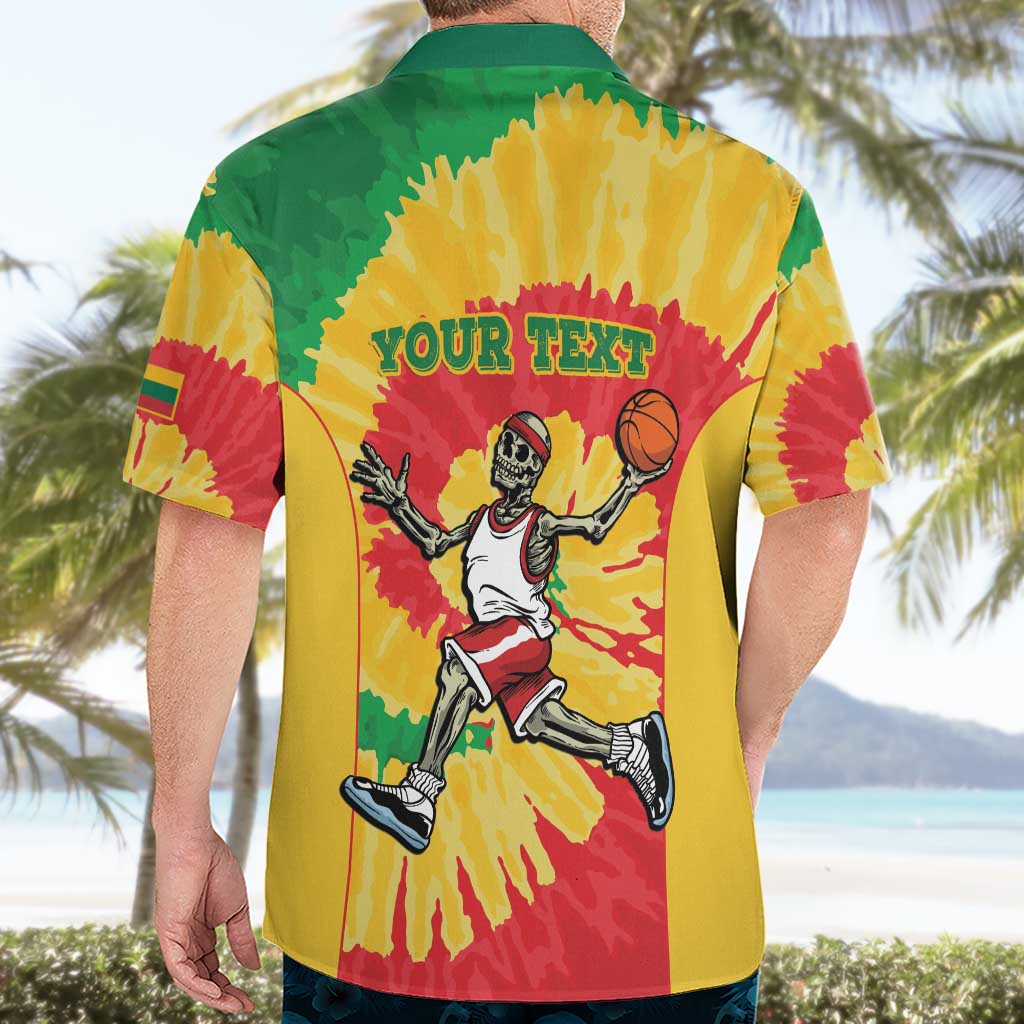 Lithuania Basketball Skeleton Personalized Hawaiian Shirt Skullman Lithuania Tie Dye