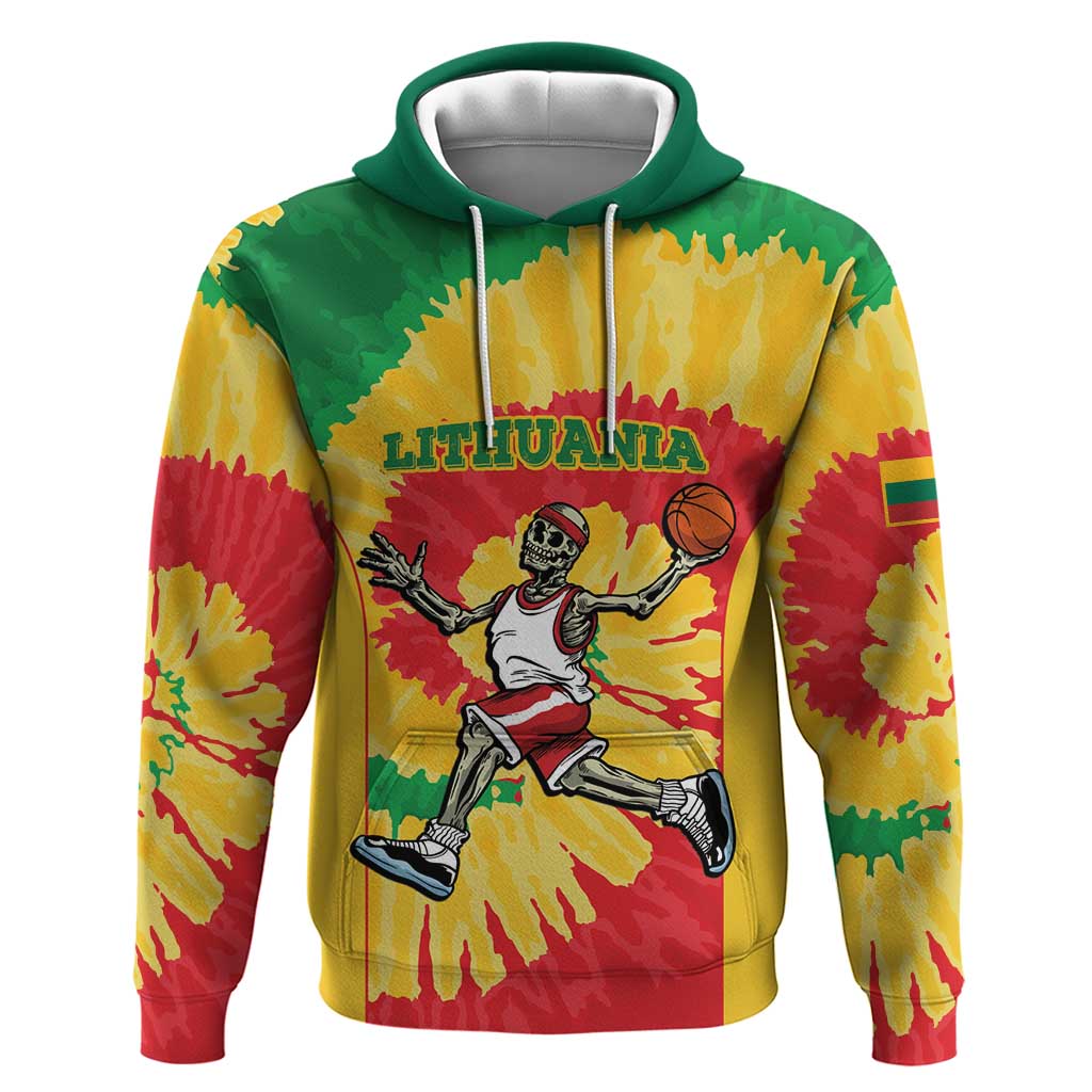 Lithuania Basketball Skeleton Personalized Hoodie Skullman Lithuania Tie Dye