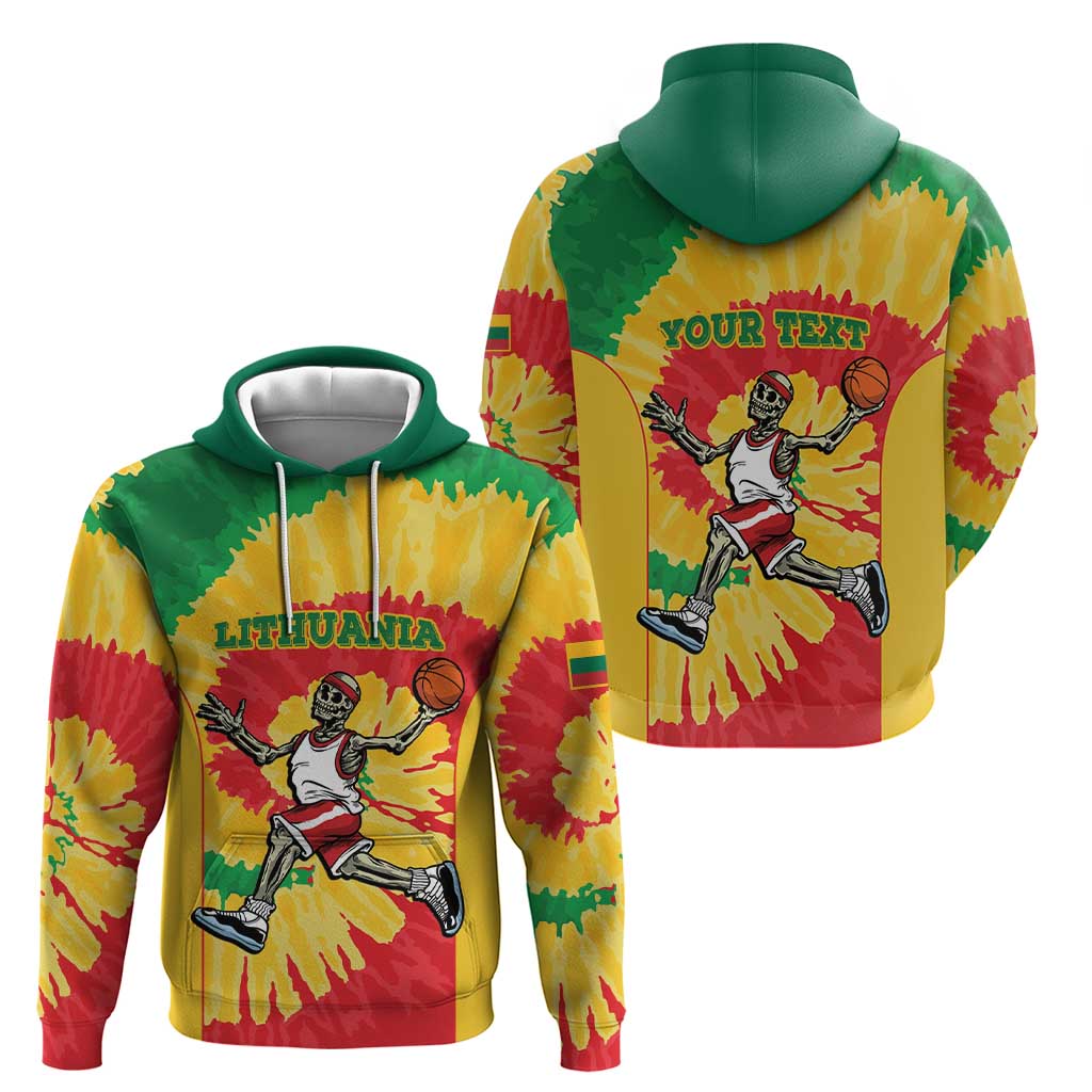 Lithuania Basketball Skeleton Personalized Hoodie Skullman Lithuania Tie Dye