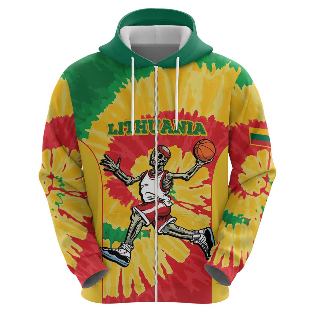 Lithuania Basketball Skeleton Personalized Hoodie Skullman Lithuania Tie Dye