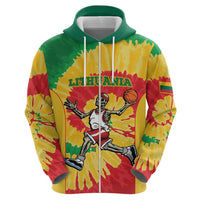 Lithuania Basketball Skeleton Personalized Hoodie Skullman Lithuania Tie Dye