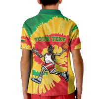 Lithuania Basketball Skeleton Personalized Kid Polo Shirt Skullman Lithuania Tie Dye