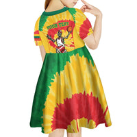 Lithuania Basketball Skeleton Personalized Kid Short Sleeve Dress Skullman Lithuania Tie Dye