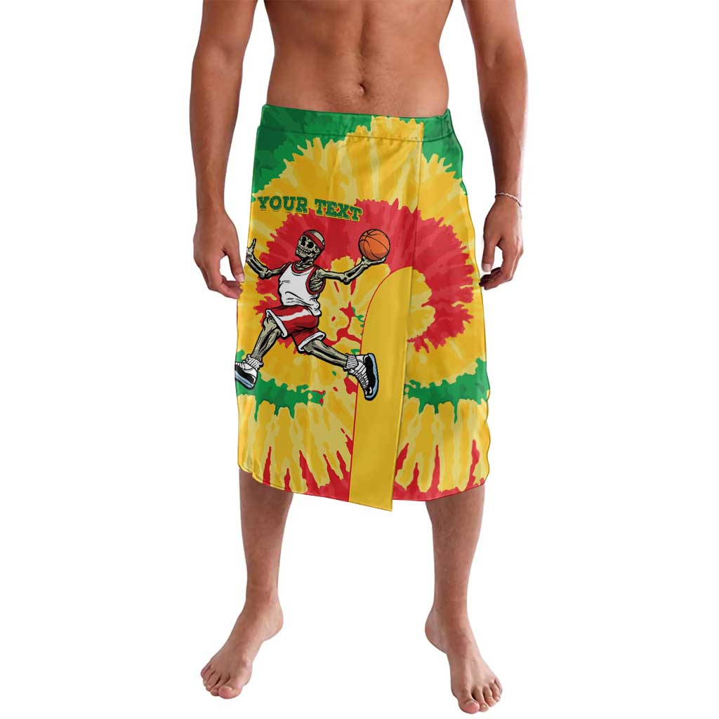 Lithuania Basketball Skeleton Personalized Lavalava Skullman Lithuania Tie Dye