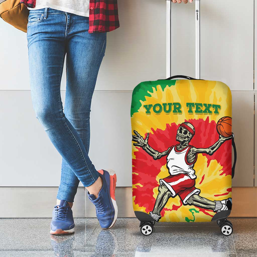 Lithuania Basketball Skeleton Personalized Luggage Cover Skullman Lithuania Tie Dye