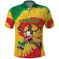 Lithuania Basketball Skeleton Personalized Polo Shirt Skullman Lithuania Tie Dye