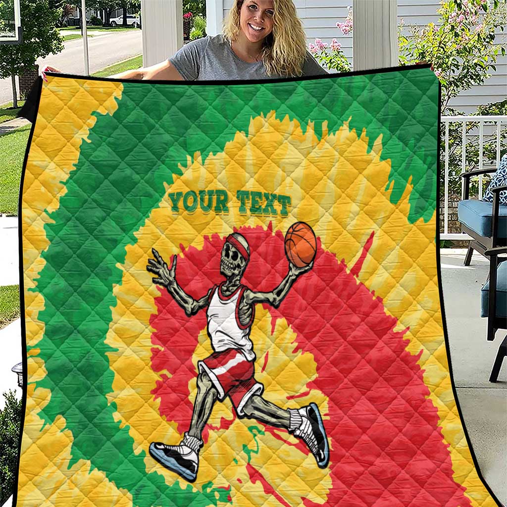 Lithuania Basketball Skeleton Personalized Quilt Skullman Lithuania Tie Dye