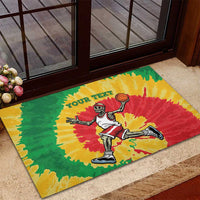 Lithuania Basketball Skeleton Personalized Rubber Doormat Skullman Lithuania Tie Dye