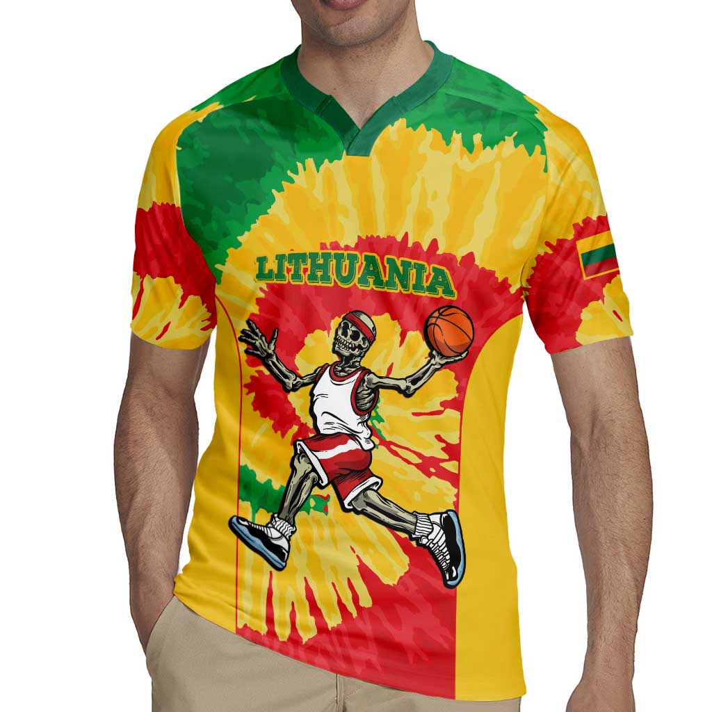Lithuania Basketball Skeleton Personalized Rugby Jersey Skullman Lithuania Tie Dye