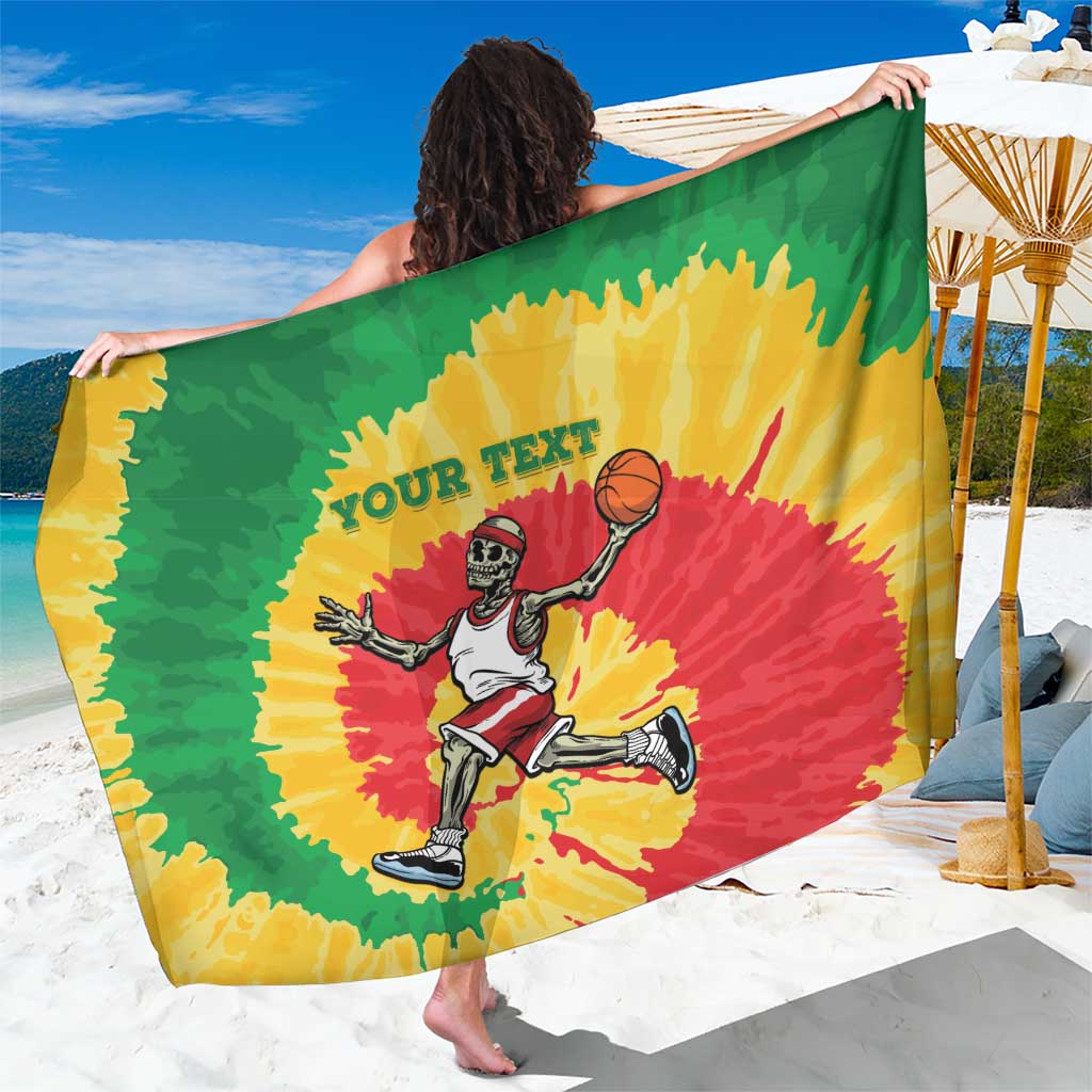 Lithuania Basketball Skeleton Personalized Sarong Skullman Lithuania Tie Dye